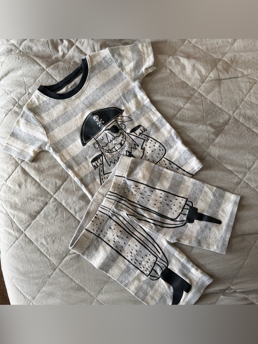 Carter's Grey and Black Striped Pirate Pajama Set